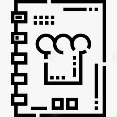 食谱食谱书厨房工具13线性图标图标