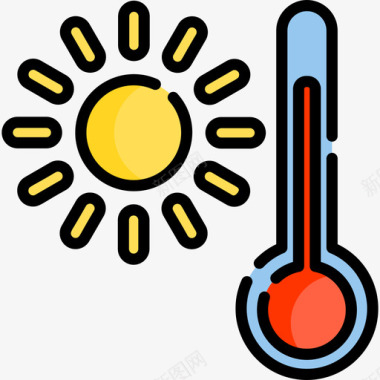 温度计测体温温度计夏季11线性颜色图标图标