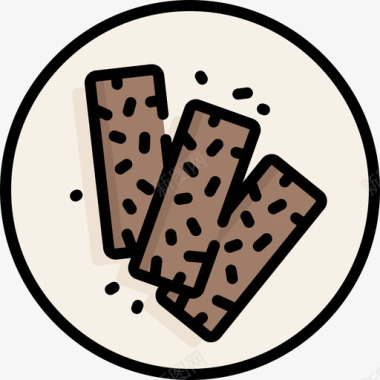 巧克力棒纯素食品2道线性颜色图标图标