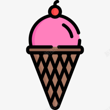 冰淇淋夏季销售3线性颜色图标图标