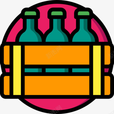 节日瓶子节日2线性颜色图标图标