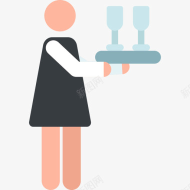 女服务员餐厅2彩色图标图标