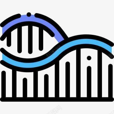过山车游乐场32线性颜色图标图标