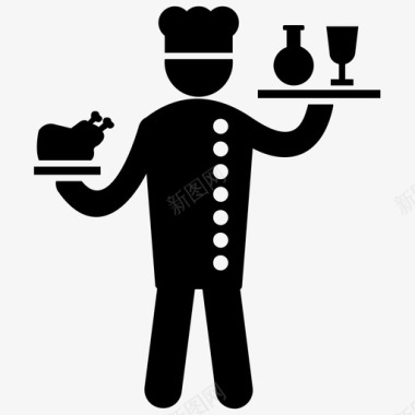 餐饮标志酒吧服务员酒保俱乐部服务员图标图标