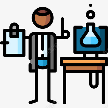 新鼻涕科学家职业和新商业线性颜色图标图标