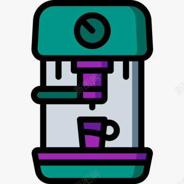 家用电器素材咖啡机家用电器5线性颜色图标图标