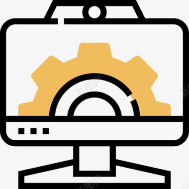 阴影文字监视器技术设备2黄色阴影图标图标