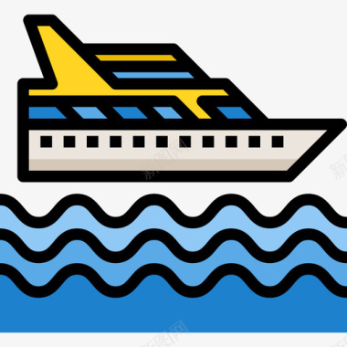 邮轮旅游117线性颜色图标图标