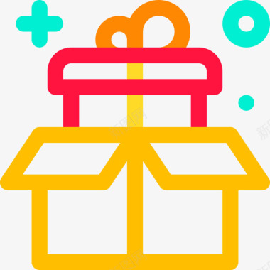 盒子盒子礼物9线性颜色图标图标