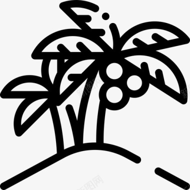 水果热带椰子椰子树热带16线形图标图标