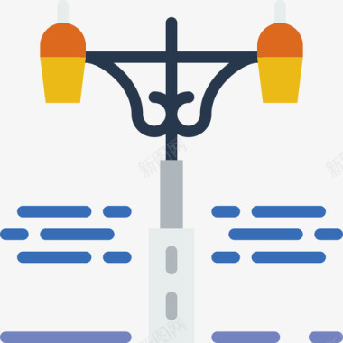 路灯素材路灯市区10号平坦图标图标