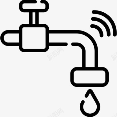 弯曲水龙头水龙头物联网35线性图标图标