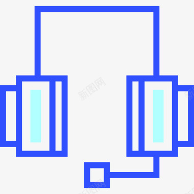 戴头耳机耳机多媒体和娱乐线性颜色图标图标