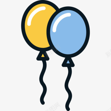 新年免扣素材气球新年12线性颜色图标图标