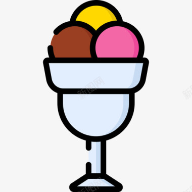 冰淇淋矢量图冰淇淋20号吧台线形颜色图标图标
