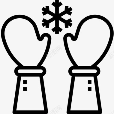 手套和雪花寒冷冬天图标图标