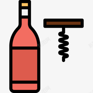 酒瓶饮料5线性颜色图标图标