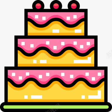 生日蛋糕30岁生日线性颜色图标图标
