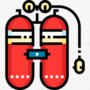 邂逅夏季氧气罐夏季21线性颜色图标图标
