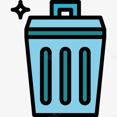 垃圾桶清洁26线性颜色图标图标