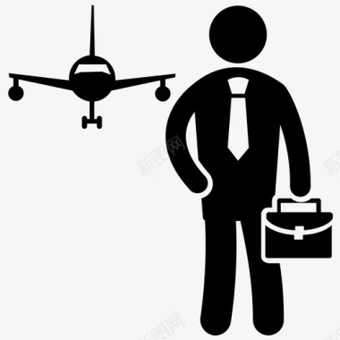 飞机降落航空旅行人类象形图图标图标
