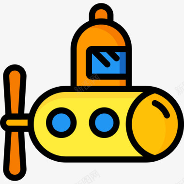 潜水艇玩具12线性颜色图标图标