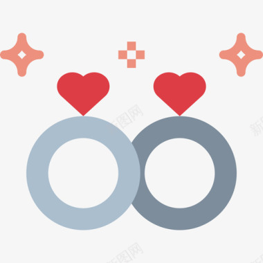 结婚戒指爱情49扁平图标图标