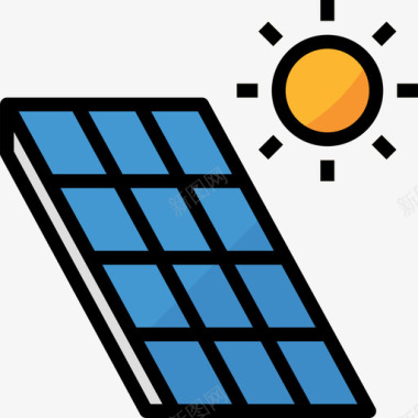 太阳能太阳能电池板生态92线性颜色图标图标