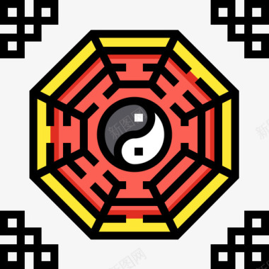 道教中国18线颜色图标图标