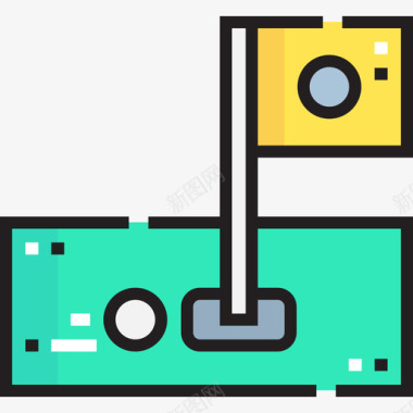 高尔夫户外活动19线性颜色图标图标