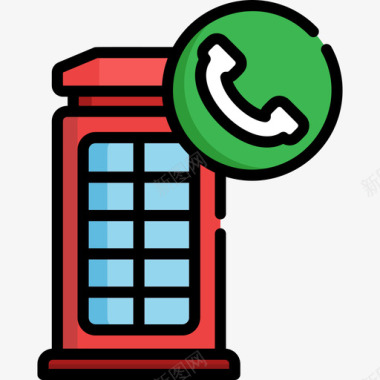 电话亭英国4线纹颜色图标图标