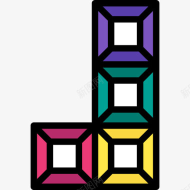 俄罗斯方块电子游戏9线性颜色图标图标
