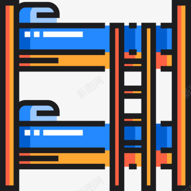 大学宿舍双层床大学5号线性颜色图标图标