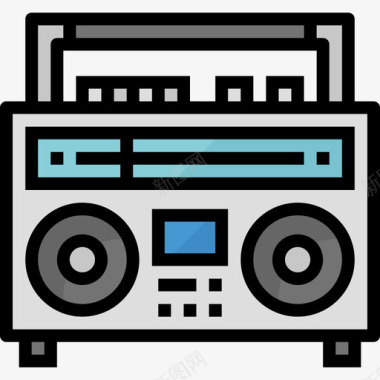 盒式收音机音乐和多媒体2线性彩色图标图标
