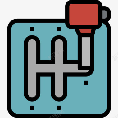 汽车部件换档器汽车部件2线性颜色图标图标