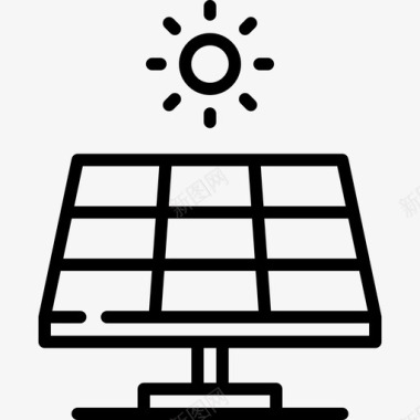 太阳恒星太阳能电池板生态学98线性图标图标