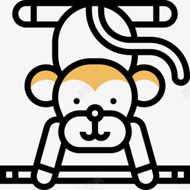 马戏团猴子马戏团元素黄影图标图标
