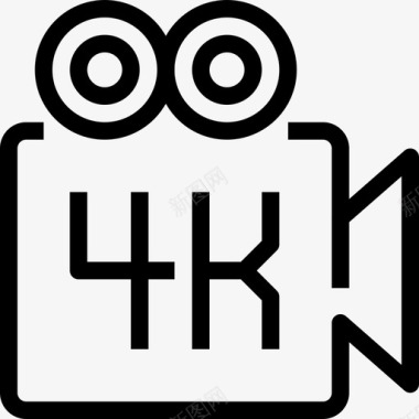 4K牌子4k多媒体和娱乐4线性图标图标