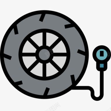 轮胎汽车部件2线颜色图标图标
