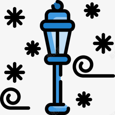 路灯素材路灯冬季自然11线性颜色图标图标