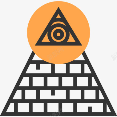 金字塔美国元素黄色阴影图标图标