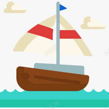 帆船探险25号扁平图标图标