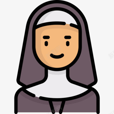 修女修女阿凡达16线性颜色图标图标