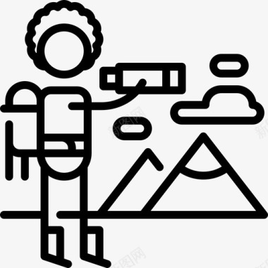 徒步旅行者职业和新商业3直系图标图标