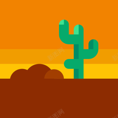 沙漠天空沙漠景观3平坦图标图标