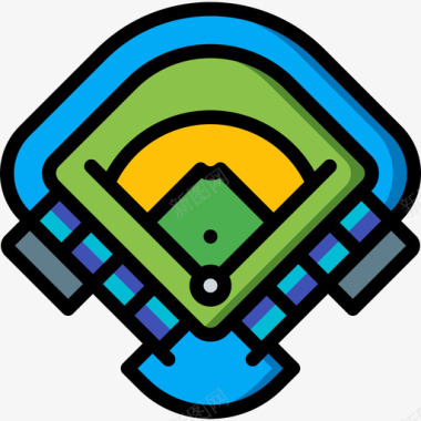 体育标志棒球场体育场线性颜色图标图标