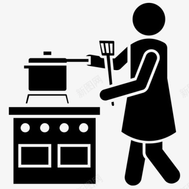 家庭厨房家庭厨房烹饪区域烹饪单元图标图标