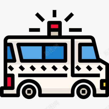 救护车救护车医疗保健10线性颜色图标图标