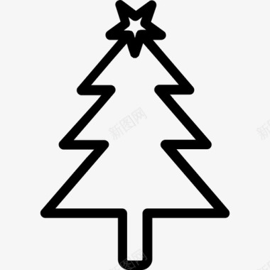 狂欢圣诞圣诞树直线型图标图标