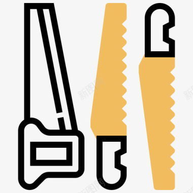 锯施工工具9黄色阴影图标图标
